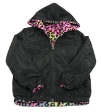 Černá šusťáková oboustranná bunda s kapucí 