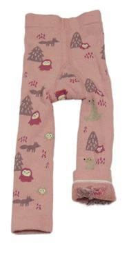 Světlerůžové punčochové legíny se zvířátky 