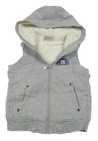 Šedá zateplená propínací vesta s kapucí Topolino