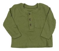 Khaki žebrované triko s kapsou Primar