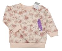 Nové - Světlerůžová mikina s kytičkami Primark