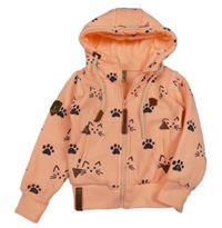 Světlerůžová propínací mikina se stopami a kapucí 