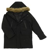 Černá šusťáková zimní bunda s kapucí 