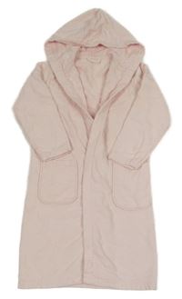 Světlerůžový froté župan s kapucí 