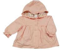 Broskvová plátěná jarní bunda s kapucí 