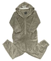 Šedá chlupatá kombinéza s kapucí - lenochod