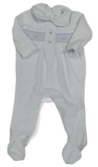 Bílý sametový overal s hvězdičkami a límečkem