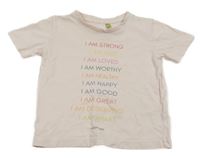 Světlerůžové tričko s nápisy 