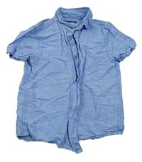 Modrá lněná košile Next