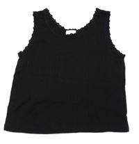 Černý žebrovaný crop top s krajkou Zara