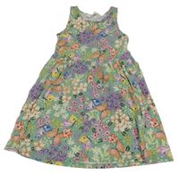 Světlezelené kytičkované bavlněné šaty s motýlky H&M