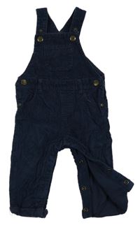 Tmavomodré manšestrové podšité laclové kalhoty F&F