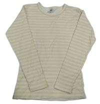 Smetanovo-šedé pruhované triko Petit Bateau