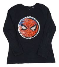 Tmavomodré triko se Spidermanem z flitrů Marvel