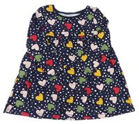 Tmavomodro-bílé puntíkaté melírované šaty s barevnými srdíčky Mothercare