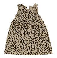 Béžovo-hnědo-černé vzorované šaty s volánky H&M