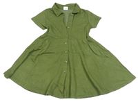 Khaki propínací košilové šaty ZARA