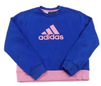 Cobaltově modro-růžová crop mikina Adidas
