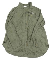 Khaki propínací tunika s nápisem a korunkou H&M