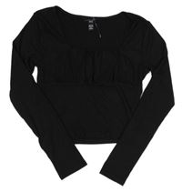 Černé žebrované crop triko New Look