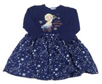 Tmavomodré šaty s Elsou a vločkami Disney
