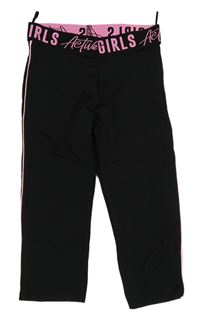 Černé capri sportovní legíny s nápisy a pruhem C&A
