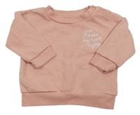 Světlerůžová mikina s nápisy a srdíčky PRIMARK