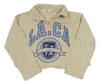 Smetanová crop mikina se znakem a nápisem a límečkem H&M