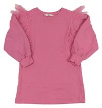 Růžová dlouhá mikina s tylovými volánky H&M