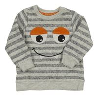 Světlešedo-černá pruhovaná melírovaná mikina s příšerkou C&A