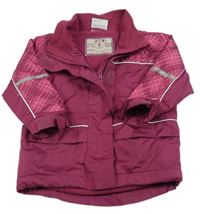 Vínovo-tmavorůžová šusťáková jarní bunda s károváním Topolino