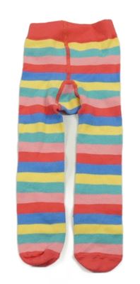 Barevno-jahodové pruhované punčocháče Next