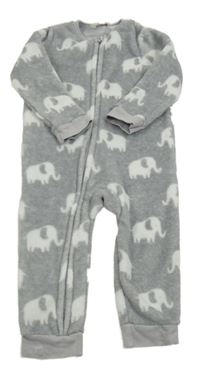 Šedá plyšová kombinéza se sloníky John Lewis