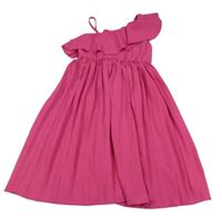 Tmavorůžové plisované asymetrické šaty SHEIN