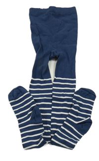 Tmavomodro-bílé pruhované punčocháče POCOPIANO