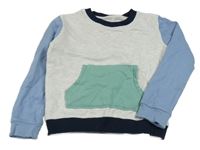 Světlešedo-modro-tmavomodrá melírovaná mikina s kapsou MONOPRIX KIDS