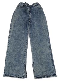 Tmavomodro-bílé plísňové wide leg rifle SHEIN