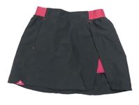 Tmavošedo/růžová šusťáková funkční tenisová sukně se všitými kraťasy Quechua