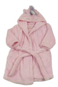 Světlerůžový chlupatý župan s kapucí - jednorožec George