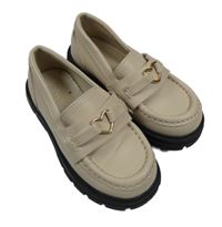 Světlebéžovo-černé koženkové mokasíny se srdíčkovou přezkou ZARA vel. 23