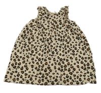 Béžovo-hnědo-černé vzorované šaty s volánky H&M