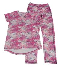 2Set - Růžové batikované sportovní tričko s koňmi - Pegas + legíny Topolino