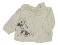 Smetanová puntíkatá mušelínová halenka s Minnie a límcem Disney