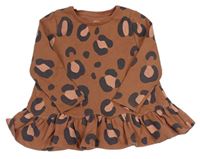 Skořicové teplákové šaty s leopardím vzorem F&F