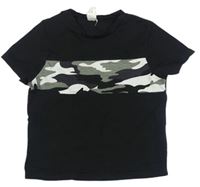 Černé tričko s army vzorem Shein 