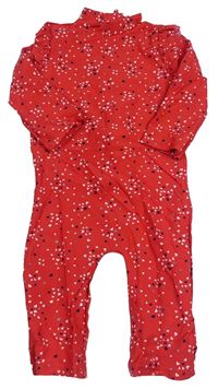 Červený UV overal se srdíčky a volánky Mothercare
