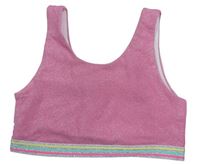 Růžový třpytivý crop top