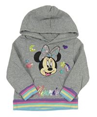Šedá melírovaná mikina s Minnie a kapucí Disney