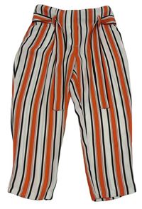 Bílo-červeno-černé pruhované lehké kalhoty s páskem River Island