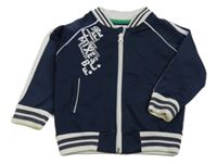 Tmavomodrá sportovní propínací mikina s nápisem